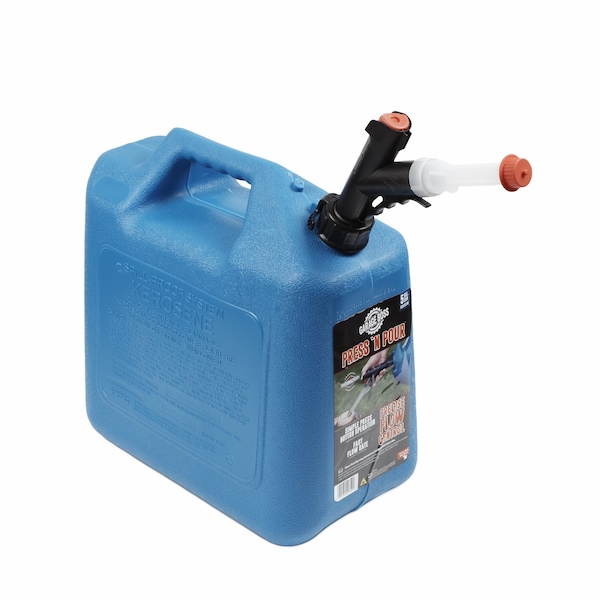 Gas Can, Polyethylene, 5 gal, Kerosene, Blue